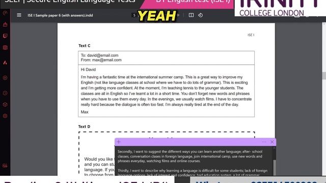 Trinity College London - ISE I (B1) Integrated Reading & Writing ||Extended Task 4 |Tips | UKVI смотреть онлайн
