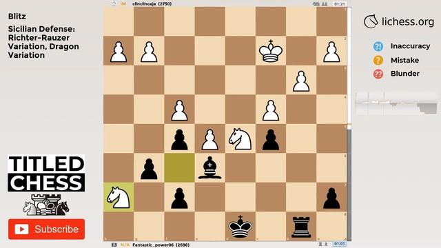 Sicilian Defense: Richter-Rauzer Variation, Dragon Variation - Blitz - Titled Chess смотреть онлайн