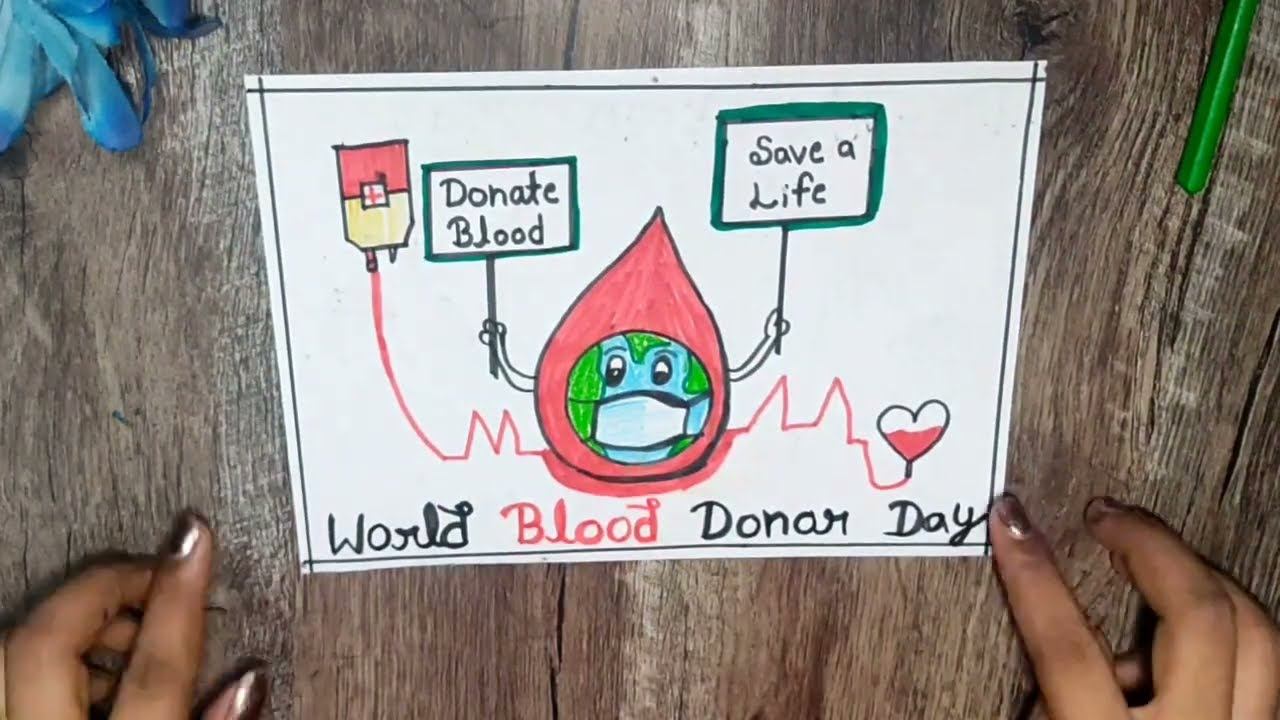 World Blood Donor Day Drawing //World Blood Donor Day Poster//World Blood Donor Day Slogan Drawing смотреть онлайн