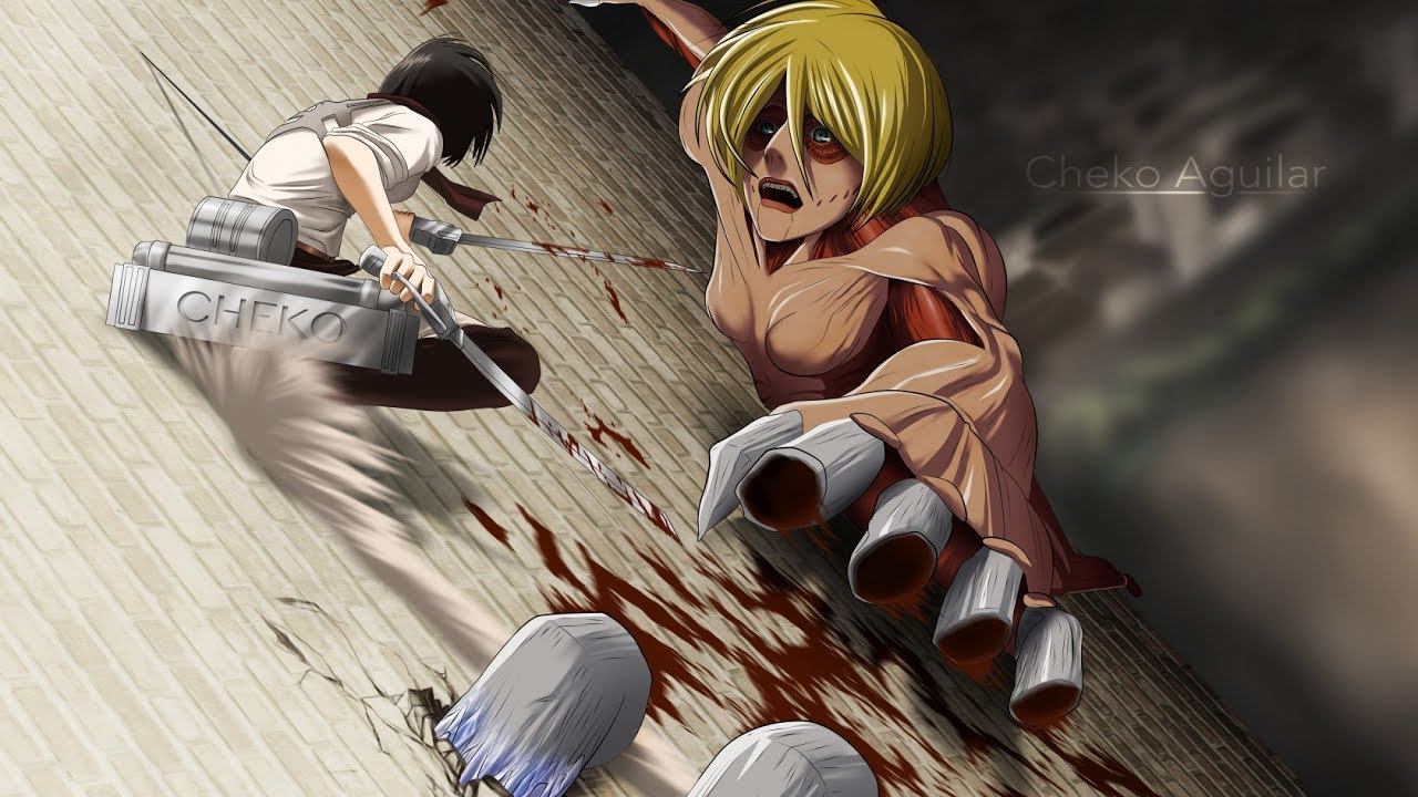 Вторжение гигантов Эрен против Анни второй бой смотреть онлайн