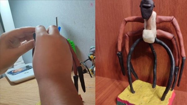 как слепить скибиди самурая и чëрного спикермена!