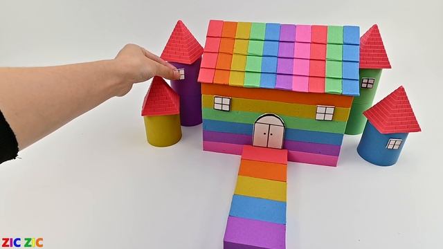 DIY How To Make Rainbow House has Gardens and Pools from Kinetic Sand #3 Zic Zic смотреть онлайн