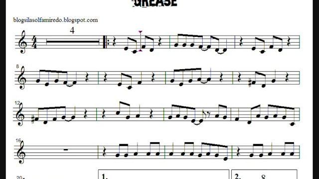 Summer Nights (Grease) Partitura Flauta смотреть онлайн