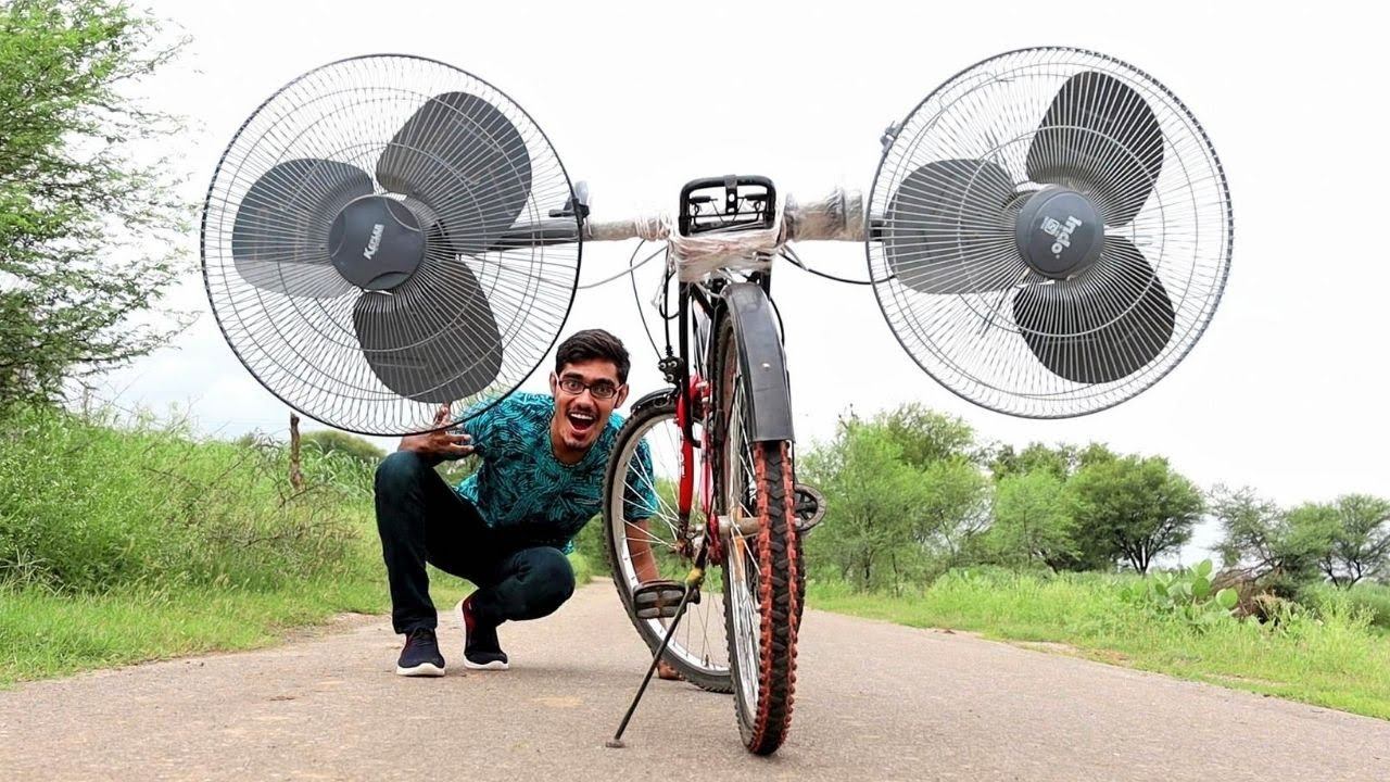 Dual-Fan Powered Air Bicycle | क्या 2 फर्राटा पंखों की हवा से साइकिल चल पायेगी? Awesome Results смотреть онлайн