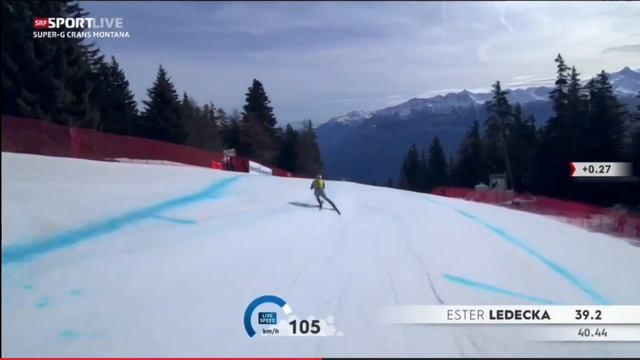 Ester Ledecka Super G in Crans Montana смотреть онлайн