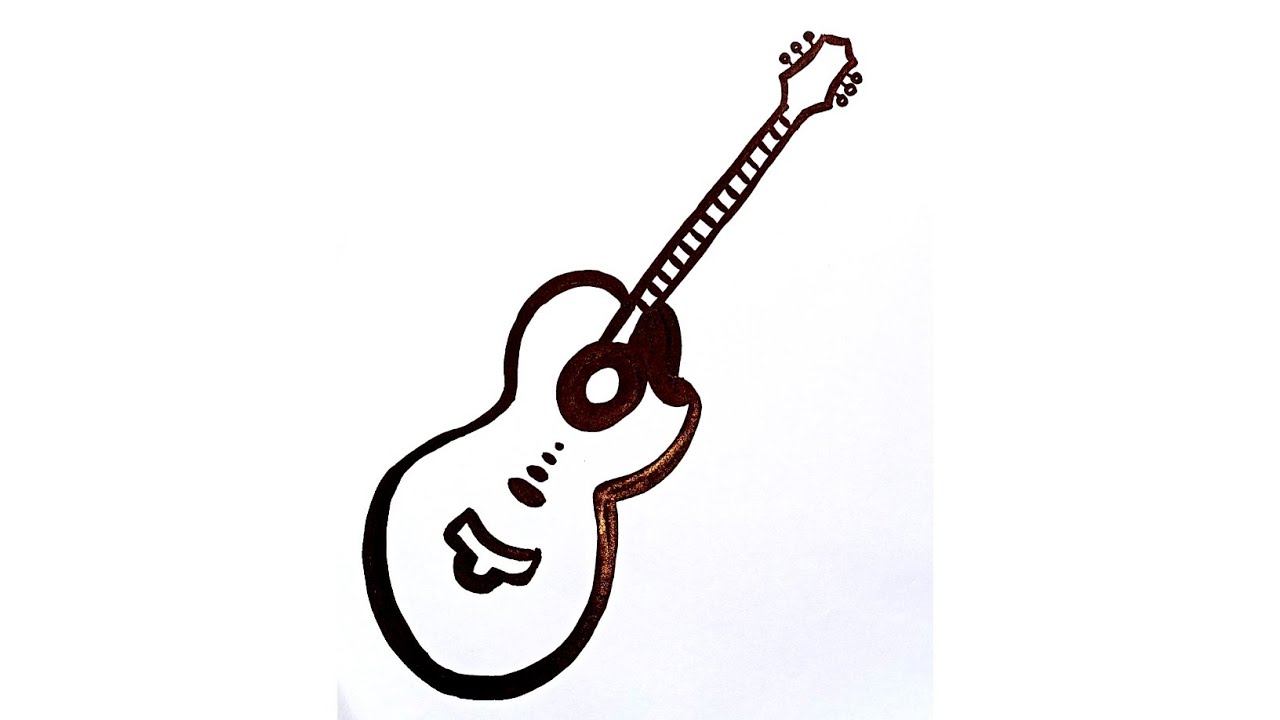 How to Draw Guitar 🎸 step by step || Guitar 🎸 Drawing easy смотреть онлайн