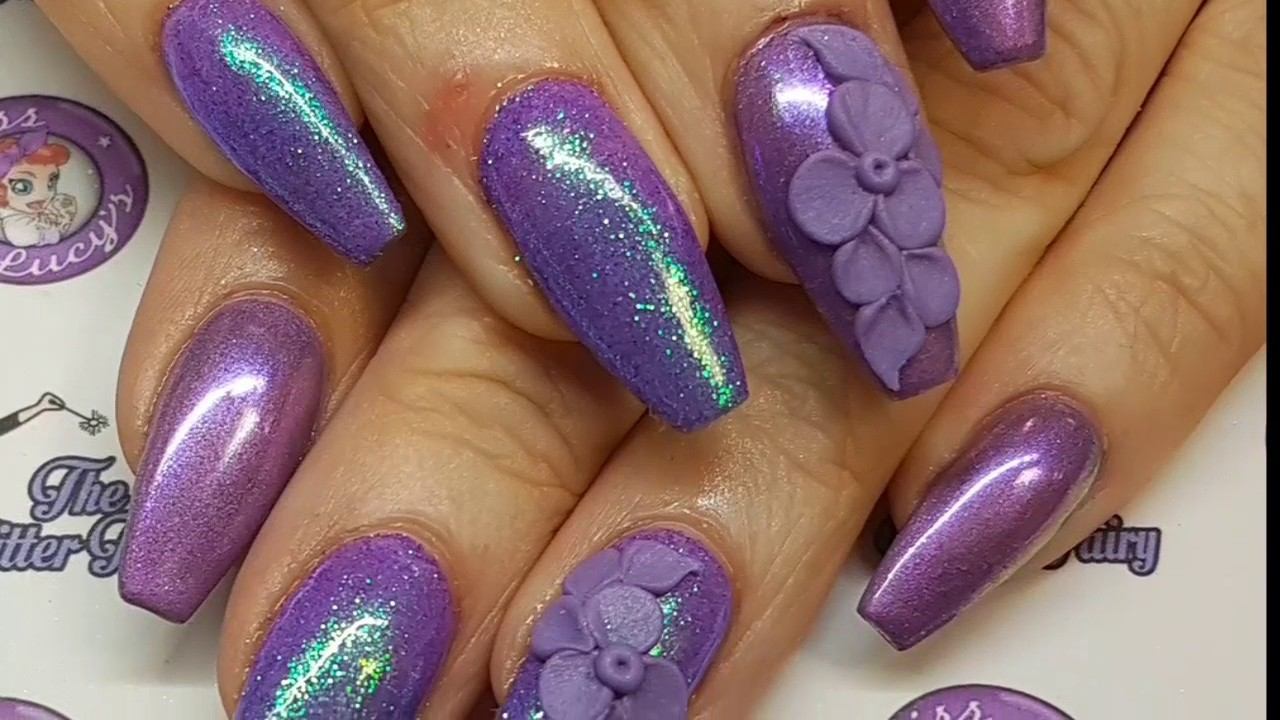 Purple Acrylic Nails, Pigment, 3d Flowers, Glitter смотреть онлайн