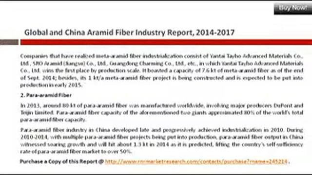 World and China Aramid Fiber Industry (Meta-Aramid & Para-Aramid) Report, 2014-2017 смотреть онлайн