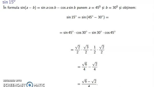 Cum calculam sinus si cosinus pentru unghiurile de 15 si de 75 de grade? смотреть онлайн