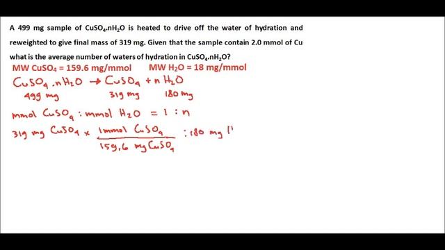 Stoichiometry : Determine Waters Hydration - CuSO4.nH2O смотреть онлайн
