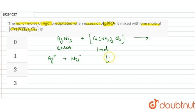 The no. of moles of AgCl precipitated when excess of `AgNO_(3)` is смотреть онлайн