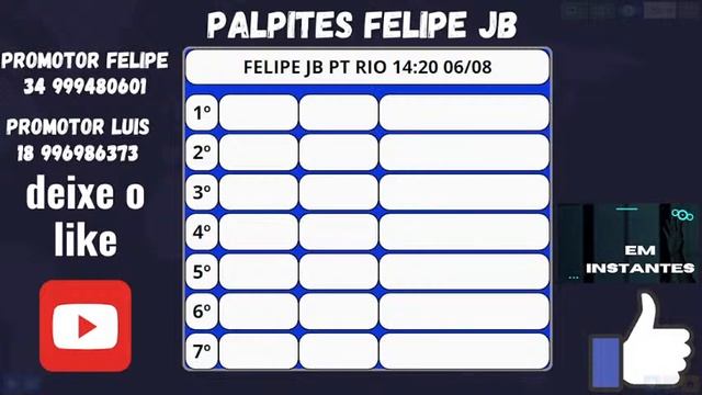 Resultado jogo do bicho pt rio ao vivo 14:20 horas hoje ao vivo 06/08/2024 - Terça смотреть онлайн