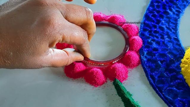 #1628 Diwali dhanteras rangoli | Peacock rangoli designs for Diwali | satisfying video смотреть онлайн