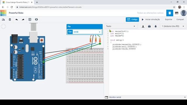 Acendendo led RGB com arduino utilizando o simulador Tinkercad смотреть онлайн