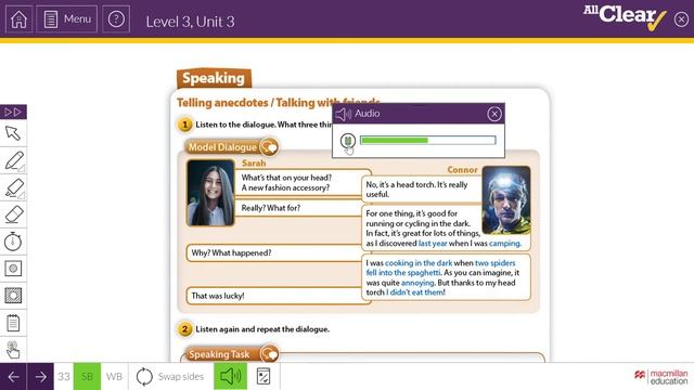 Macmillan All Clear 3 U3 Speaking p.33 смотреть онлайн
