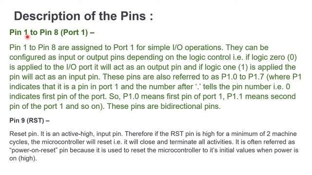 Pin details of microcontroller 8051 смотреть онлайн