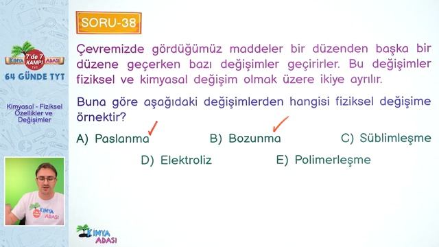 📌 22. GÜN | Kimyasal - Fiziksel Özellikler ve Değişimler 🤓 Kimya Adası #TYTKimya смотреть онлайн
