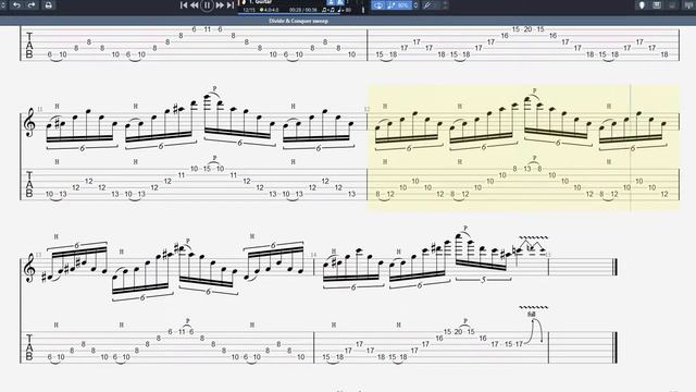 TAB Divide & Conquer Sweep Michael Romeo Tempo UP BPM50-150【Guitar Sweep Vol.9】 смотреть онлайн