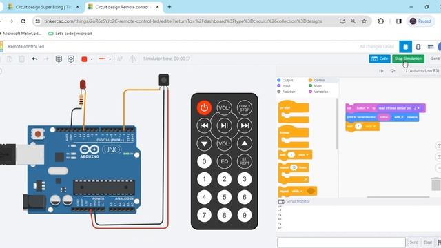 Remote Control led | IR Remote control Led Tinkercad Arduino | Block Coding смотреть онлайн