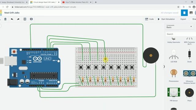 How to design #Piano in #Tinkercad by using #Arduino Uno and #Piezo Buzzer смотреть онлайн