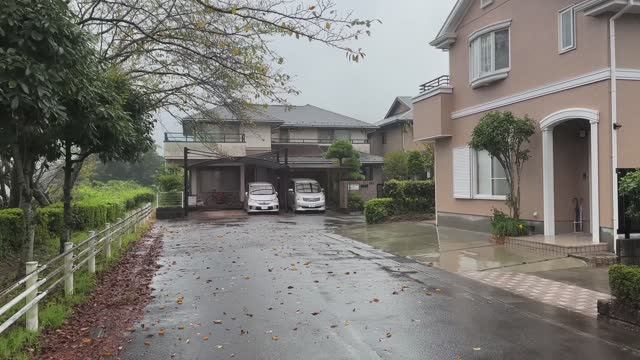 Прогулка под дождем Японии в формате 4K - прогулка под сильным дождем в пригороде. Дождь для сна. смотреть онлайн