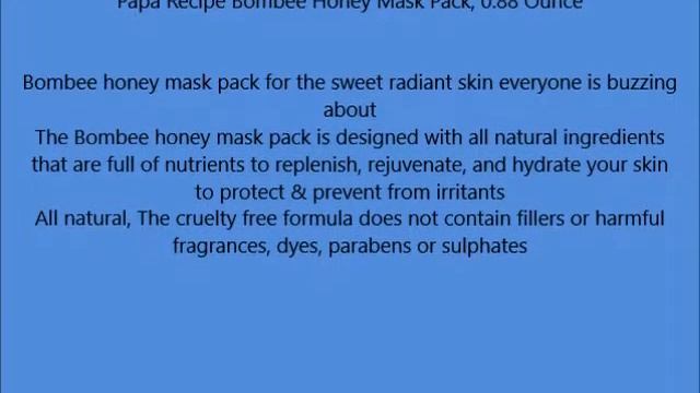 Papa Recipe Bombee Honey Mask Pack, 0 88 Ounce смотреть онлайн