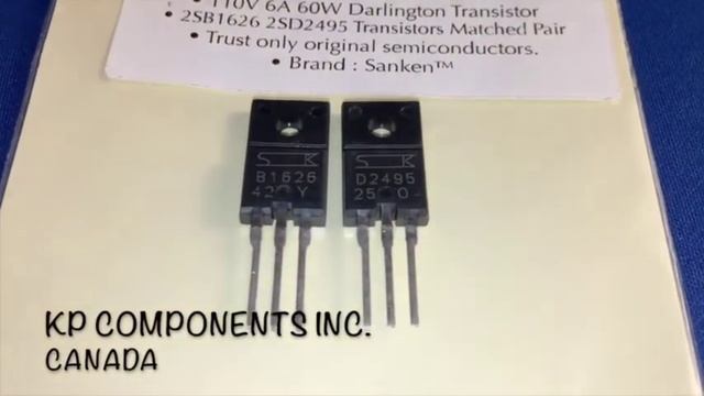 2SB1626 Transistor 2SD2495 Pair