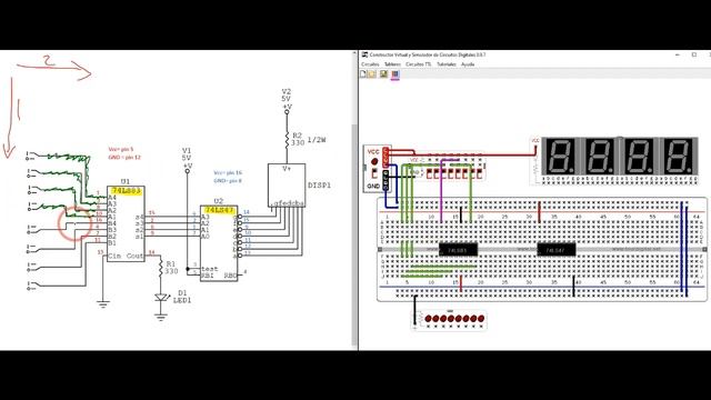 Armado paso a paso circuito digital (Sumador 74LS83 + display 7 segmentos) y simulación. смотреть онлайн