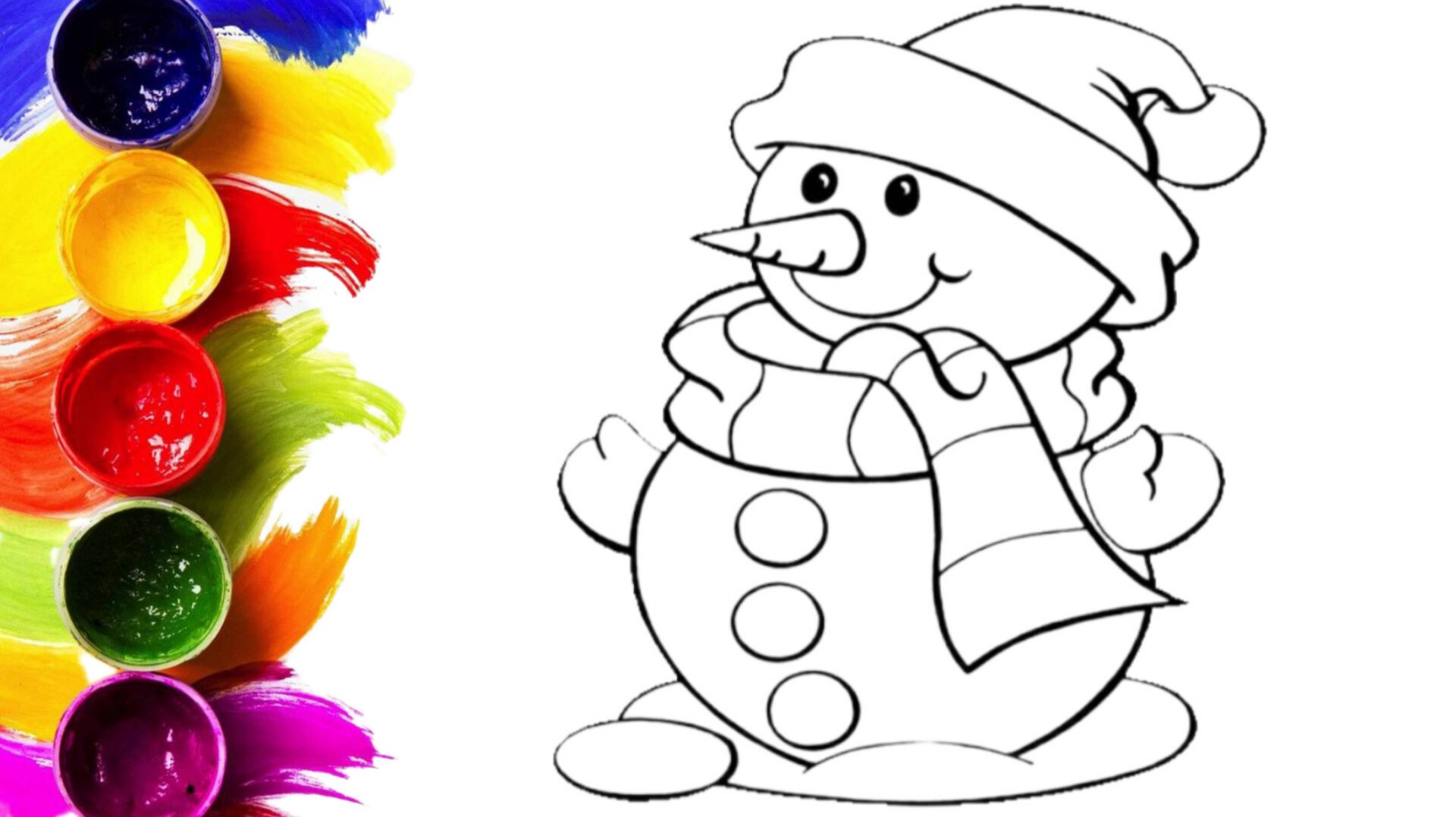 Как раскрасить МИЛОГО СНЕГОВИКА, новогодние рисунки, раскраски для детей и малышей смотреть онлайн