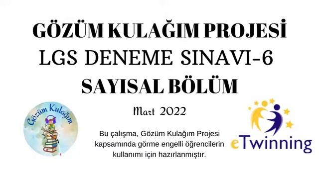 Gözüm Kulağım Projesi LGS Deneme Sınavı 6/ Sayısal Bölüm смотреть онлайн