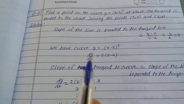 Find a point on the curve y = (x - 2)² at which the tangent is parallel to the chord joining the смотреть онлайн