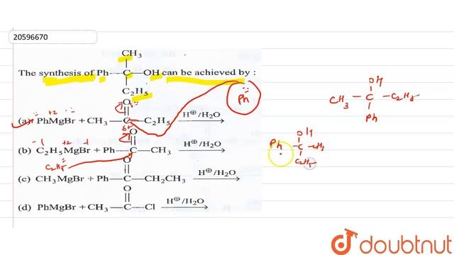 The synthesis of `Ph-underset(C_(2)H_(5))underset(|)overset(CH_(3))overset(|)C-OH` can be achieved смотреть онлайн