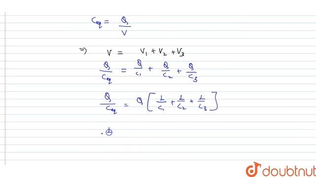 Derive an expression for equivalent capacitance of three capacitors `C_(1), C_(2) and C_(3)` смотреть онлайн