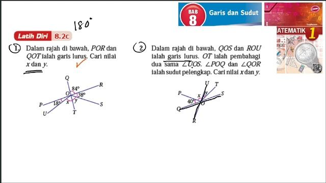 KSSM Matematik Tingkatan 1 Bab 8 latih diri 8.2c garis dan sudut buku teks tingkatan 1 pt3 смотреть онлайн