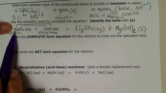 Precipitation reactions & acid-base (neutralization) reactions shown. смотреть онлайн