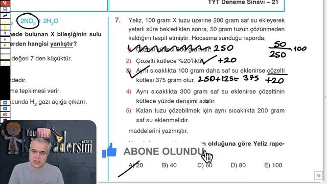 TYT Kimya Deneme Çözümü 21-22 ( Aydın Yayınları YKS 2023)