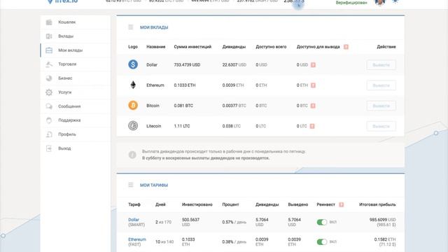 Ежедневный вывод дивидендов и партнерских в Virrex смотреть онлайн