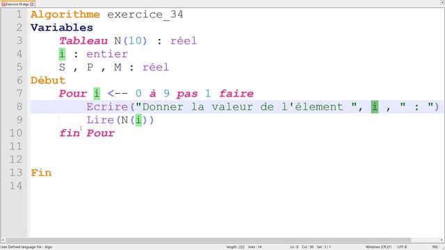 Exercice corrigé #34 : Algorithme somme, produit et moyenne des éléments d'un tableau смотреть онлайн