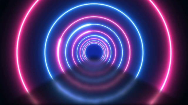 Futuristic Neon Laser Rings of Ultraviolet Fluorescent Light Tunnel смотреть онлайн