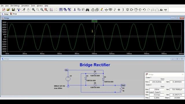 LTSpice Diode Full Bridge Rectifier Simulation - YouTube