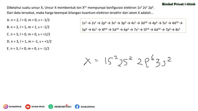 Diketahui suatu unsur X, Unsur X membentuk Ion X2+ mempunyai konfigurasi elektron 1s2 2s2 2p6 смотреть онлайн