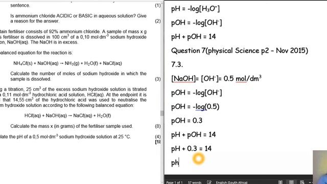 51.GRADE 12 : pH CALCULATIONS: PHYSICAL SCIENCES NOV 2015 P2: VIDEO 4 смотреть онлайн