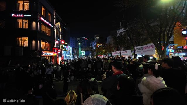 Hongdae Street, November Night •[4k] Seoul, Korea