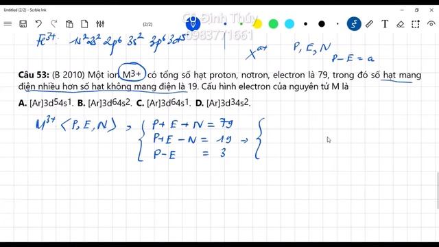 Một ion M3+ có tổng số hạt proton, nơtron, electron là 79, trong đó số hạt mang điện nhiều hơn смотреть онлайн