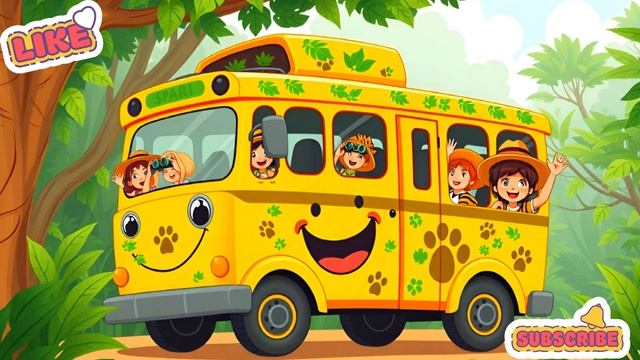 Wheels On The Safari Bus  Fun Jungle Adventure Song For Kids #PreschoolSongs #ChildrensMusic #viral