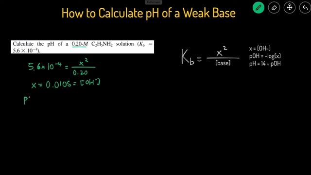How to Calculate pH, pOH, OH- of a Weak Base Shortcut with Practice Problem & Example смотреть онлайн