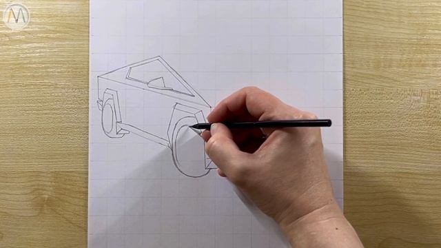 Как нарисовать машину ТЕСЛА Кибертрак / Урок рисования для начинающих