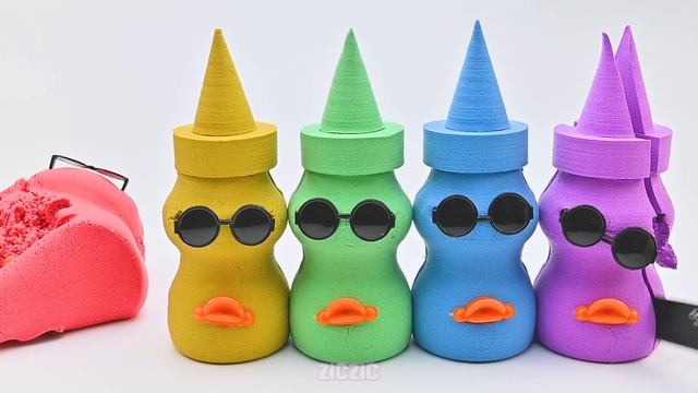 Satisfying Video | How To Make Kinetic Sand Rainbow Duck Milk Bottle Cutting ASMR | Zic Zic смотреть онлайн