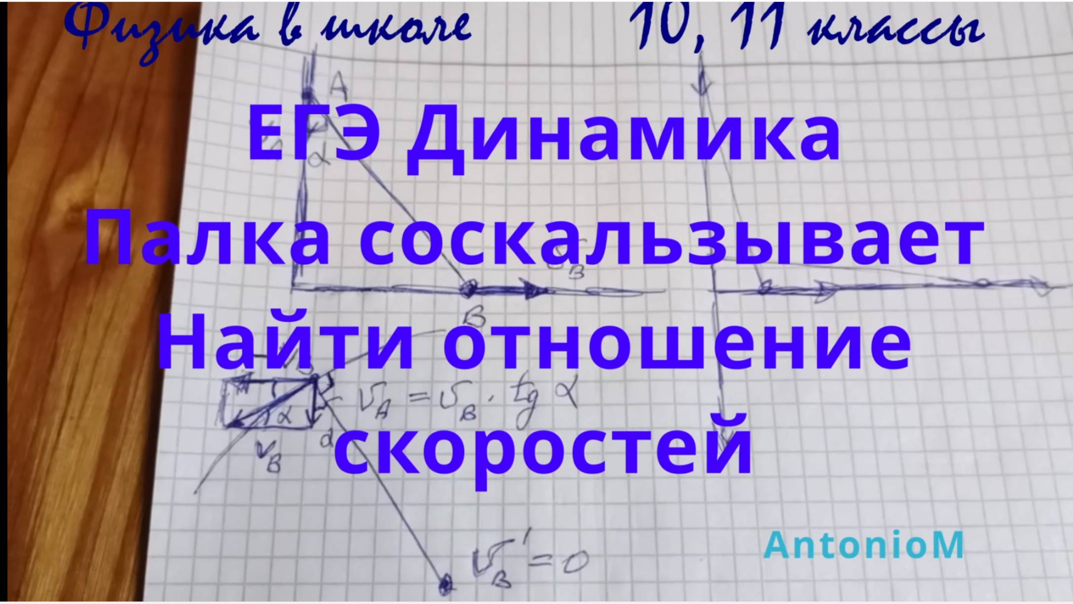 ЕГЭ Динамика Палка соскальзывает Найти отношение скоростей смотреть онлайн