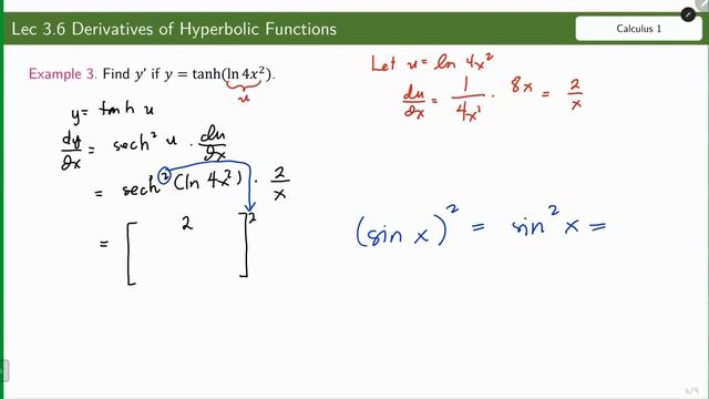 Lec 3.6 Derivatives of Hyperbolic Functions смотреть онлайн